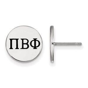 Sterling Silver Pi Beta Phi Black Enamel Greek Letters Post Earrings